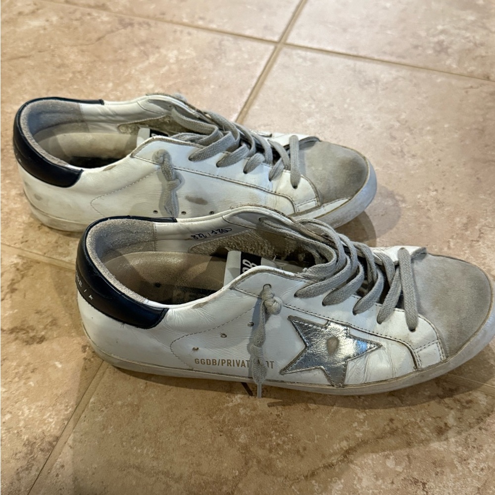 Golden Goose White and Gray Star Sneakers